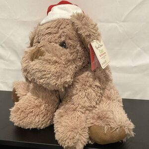 Dog Russell Stover Chocolates Coco brown Plush Stuffed Puppy Christmas Santa Hat